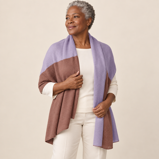 Purple and Mauve Color Block Shawl — 2. close up