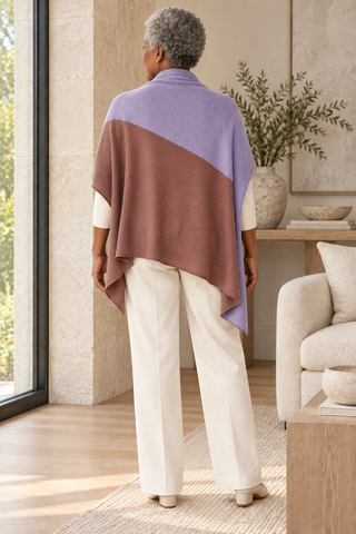 Purple and Mauve Color Block Shawl — 3. full back
