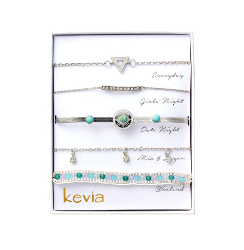 Silver & Turquoise Bracelet Set