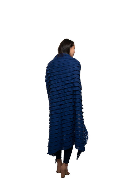 Willow Scarf Blanket-Navy