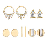 Statement Gold and Crystal Post Earring Set