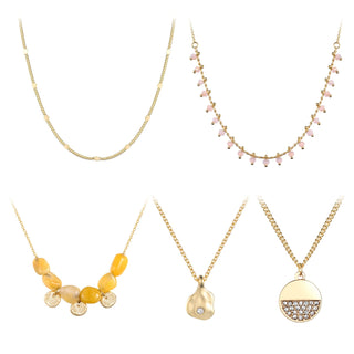 Peach Stone & Gold Necklace Set
