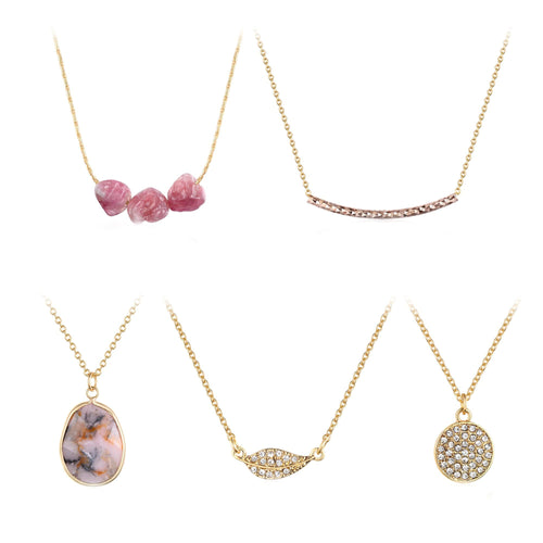 Natural Pink Stone Necklace Set