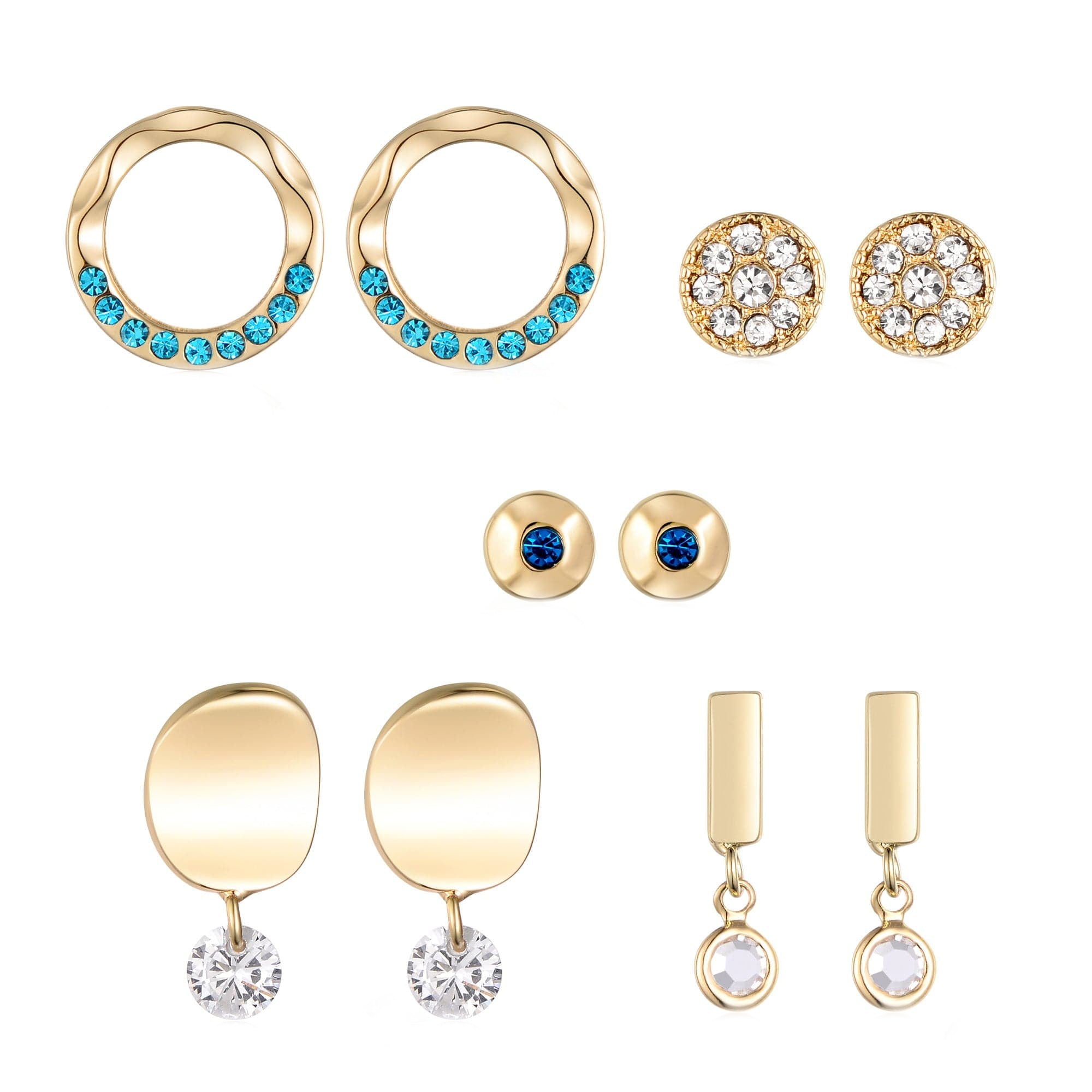 Geometric Stud Earring Set with Crystal Quartz Clay and 14k Gold Plate –  Cold Gold