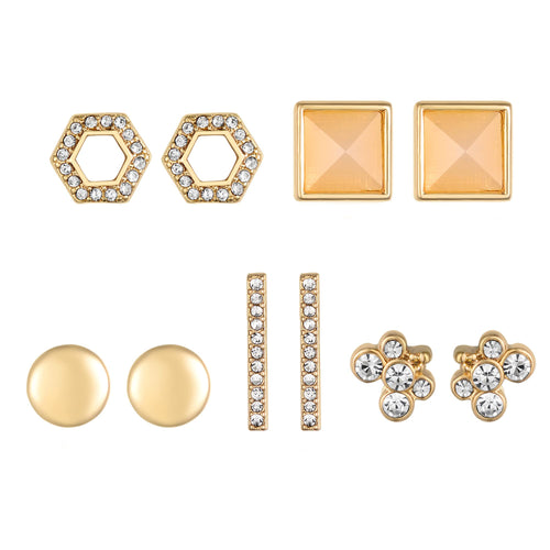 Peach & Gold Post Earring Set