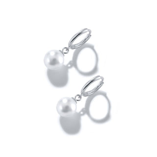Simple Pearl Huggie Hoop Earrings