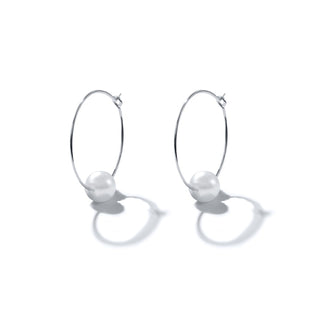 Simple Pearl Huggie Hoop Earrings